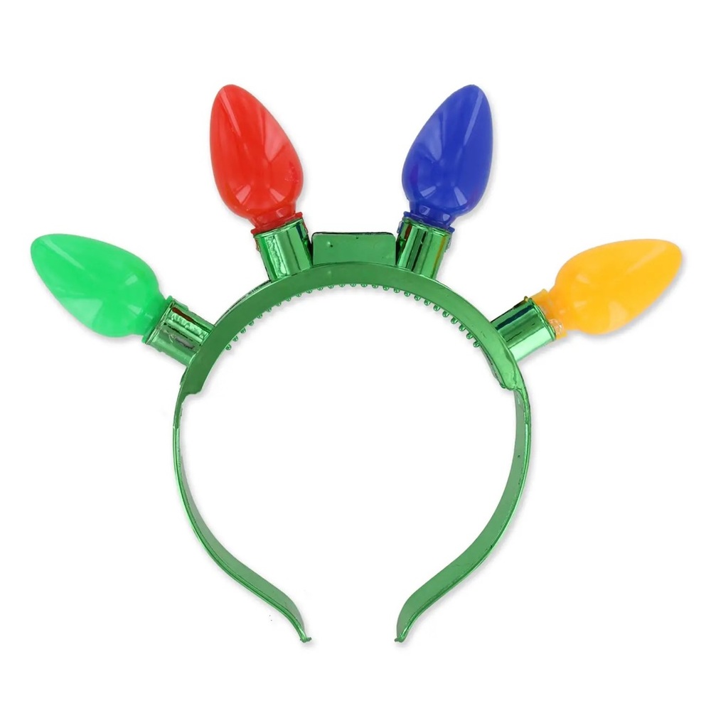 Nu Shuz Holiday Light Up LED Santa’s Christmas Bulb Mohawk Headband